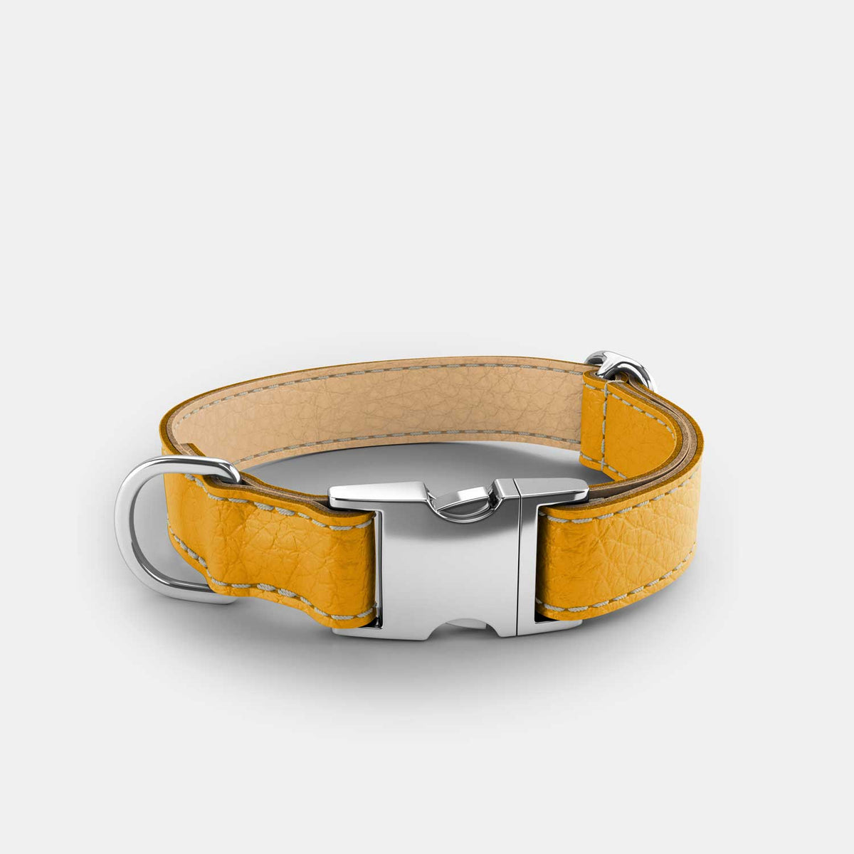 Leather Dog Collar - Yellow and Beige