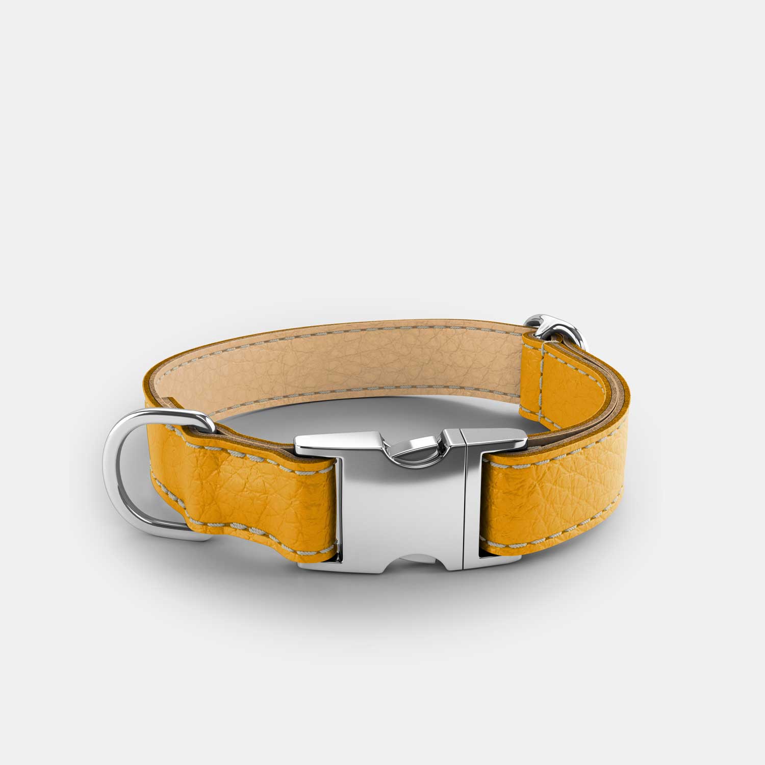 Syan Lundo Leather Dog Collar - Yellow and Beige - RYAN London
