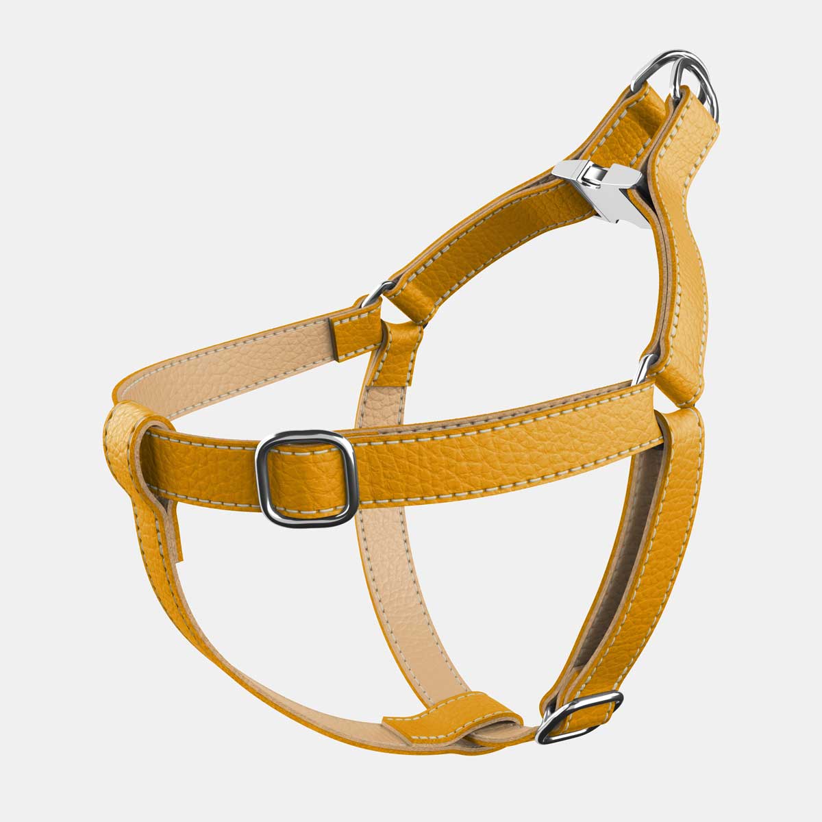 Leather Dog Harness - Yellow and Beige