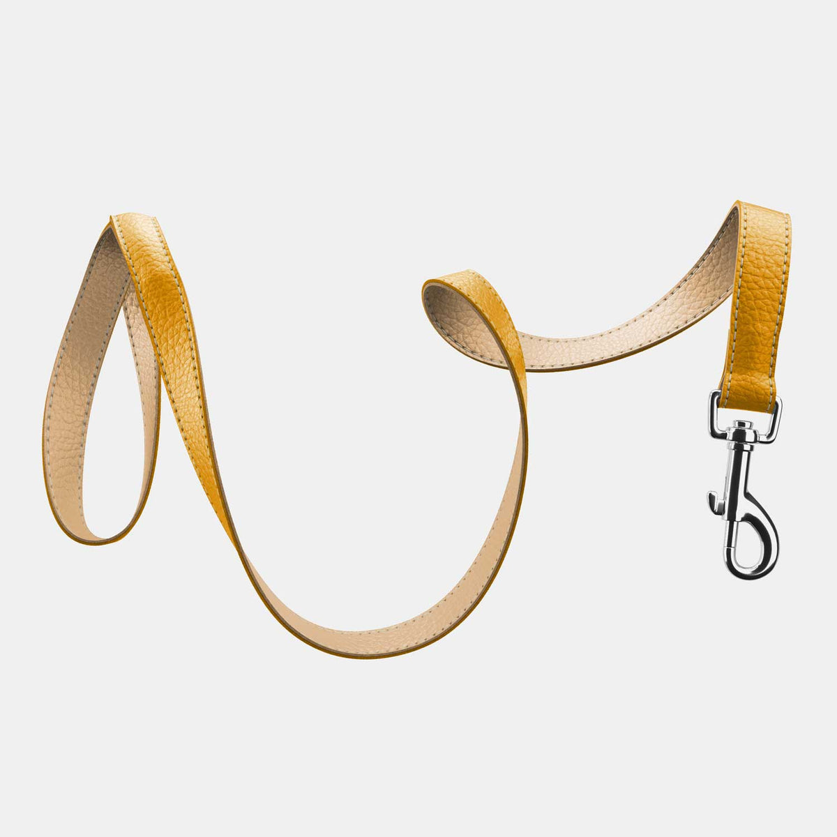 Leather Dog Lead - Yellow and Beige