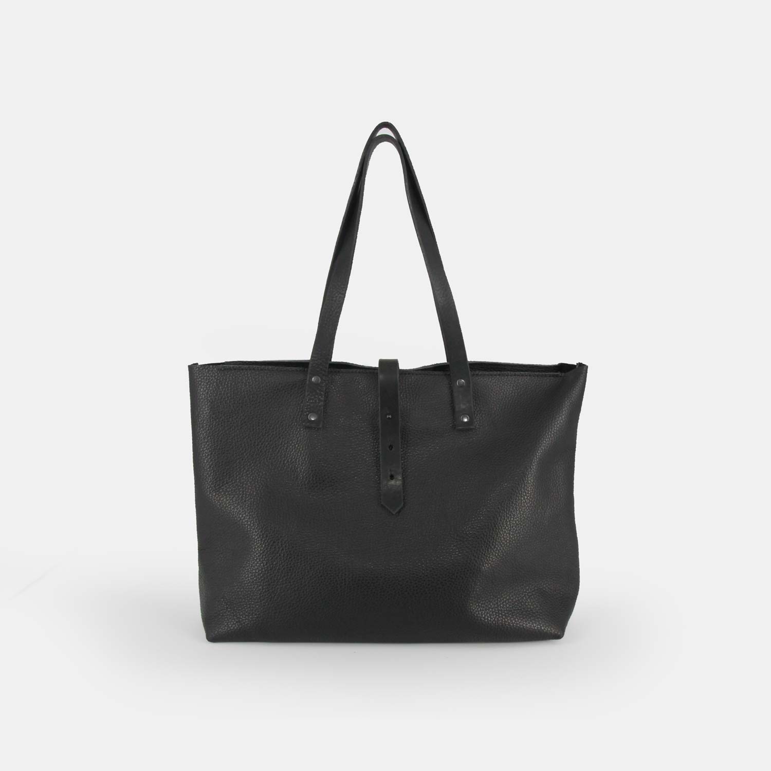 Soft Italian Leather Tote with Zip - Black - RYAN London