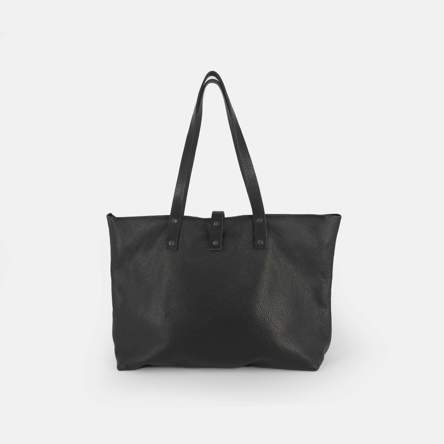 Soft Italian Leather Tote with Zip - Black - RYAN London