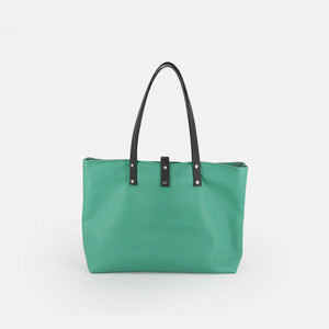 Soft Italian Leather Tote with Zip - Green