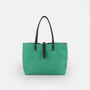 Soft Italian Leather Tote with Zip - Green