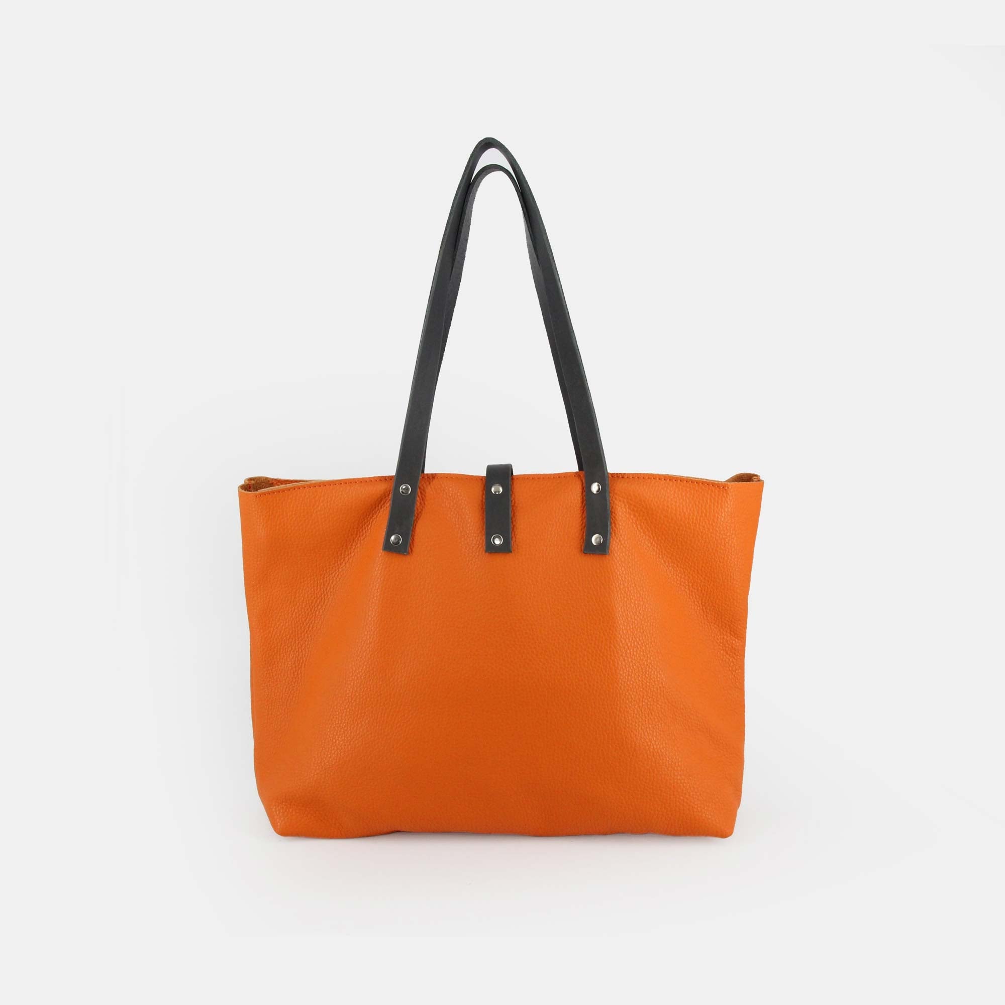 Soft Italian Leather Tote with zip - Orange - RYAN London