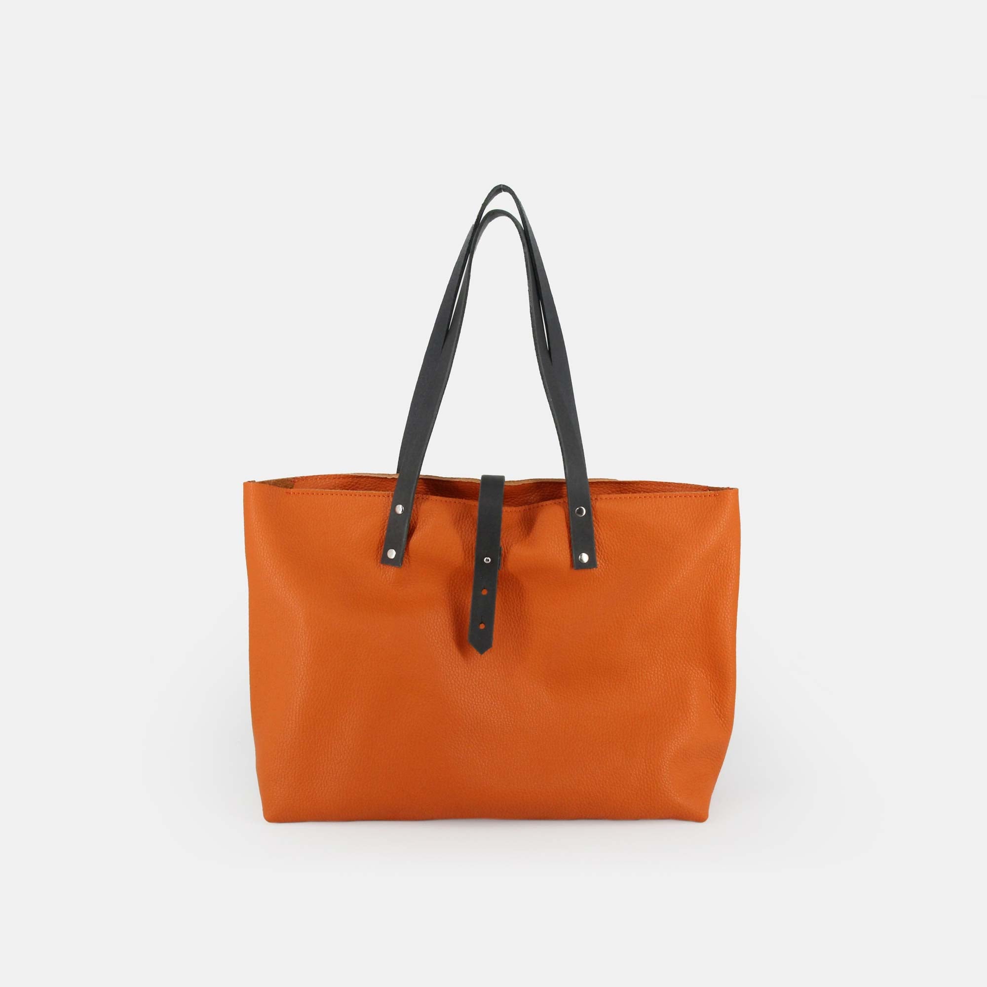 Soft Italian Leather Tote with zip - Orange - RYAN London