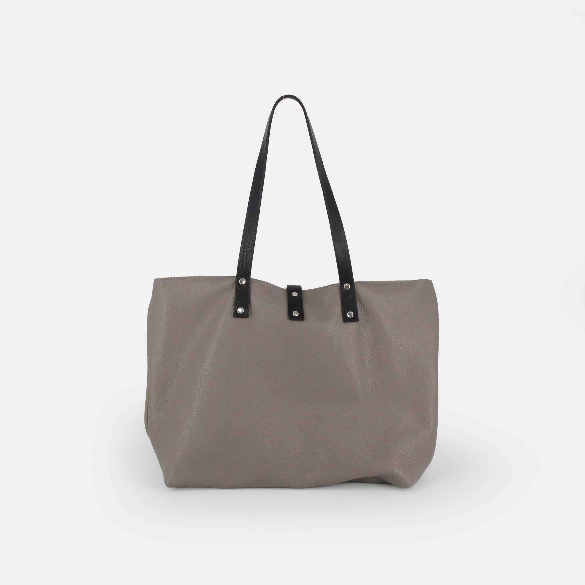 Soft Italian Leather Tote with Zip Grey RYAN London