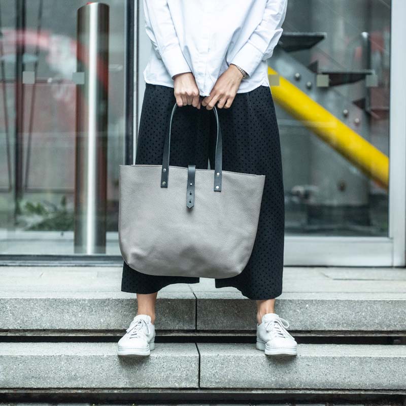 Soft Italian Leather Tote - Grey - RYAN London