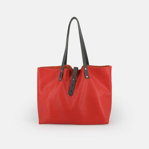 Soft Italian Leather Tote - Red