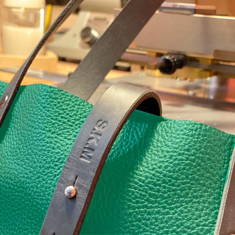 Soft Italian Leather Tote with Zip - Green - RYAN London