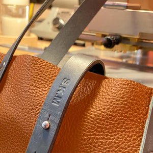 Soft Italian Leather Tote with zip - Orange