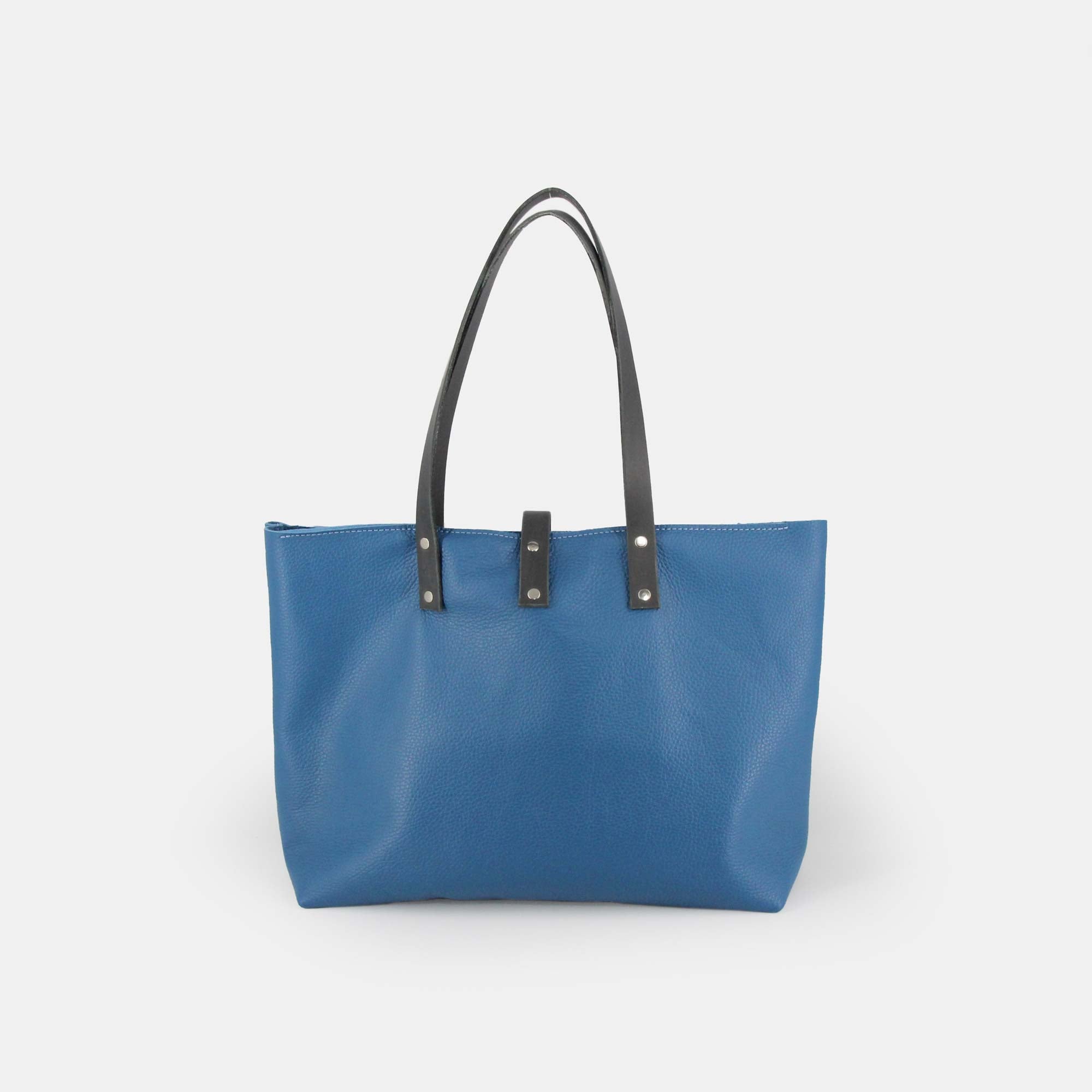 Soft Italian Leather Tote with Zip - Turquoise Blue - RYAN London