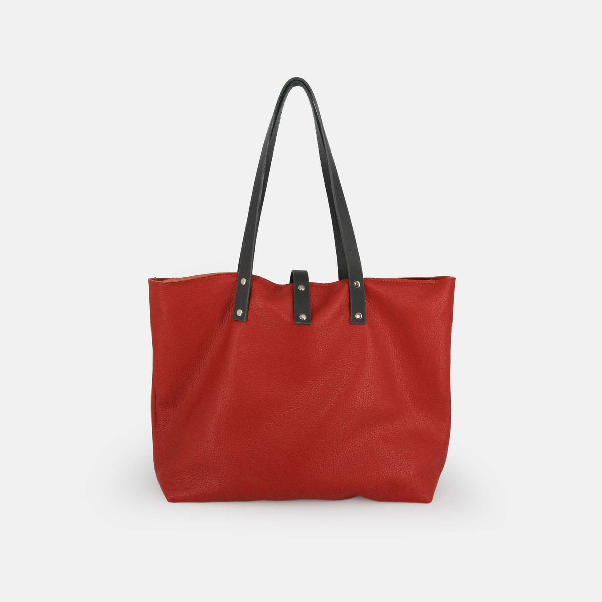 Soft Italian Leather Tote with Zip - Red - RYAN London