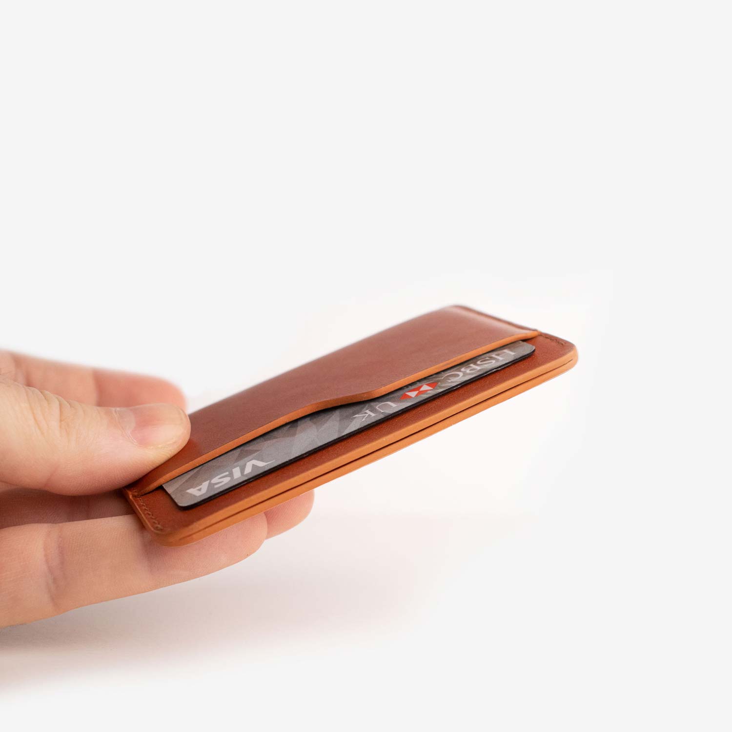 Leather Slim Cardholder - Saddle Brown - RYAN London