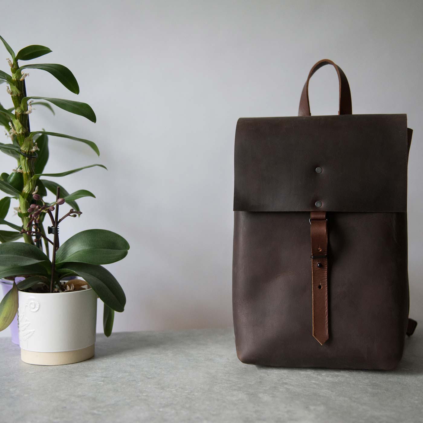 Leather Backpack - Dark Brown - RYAN London