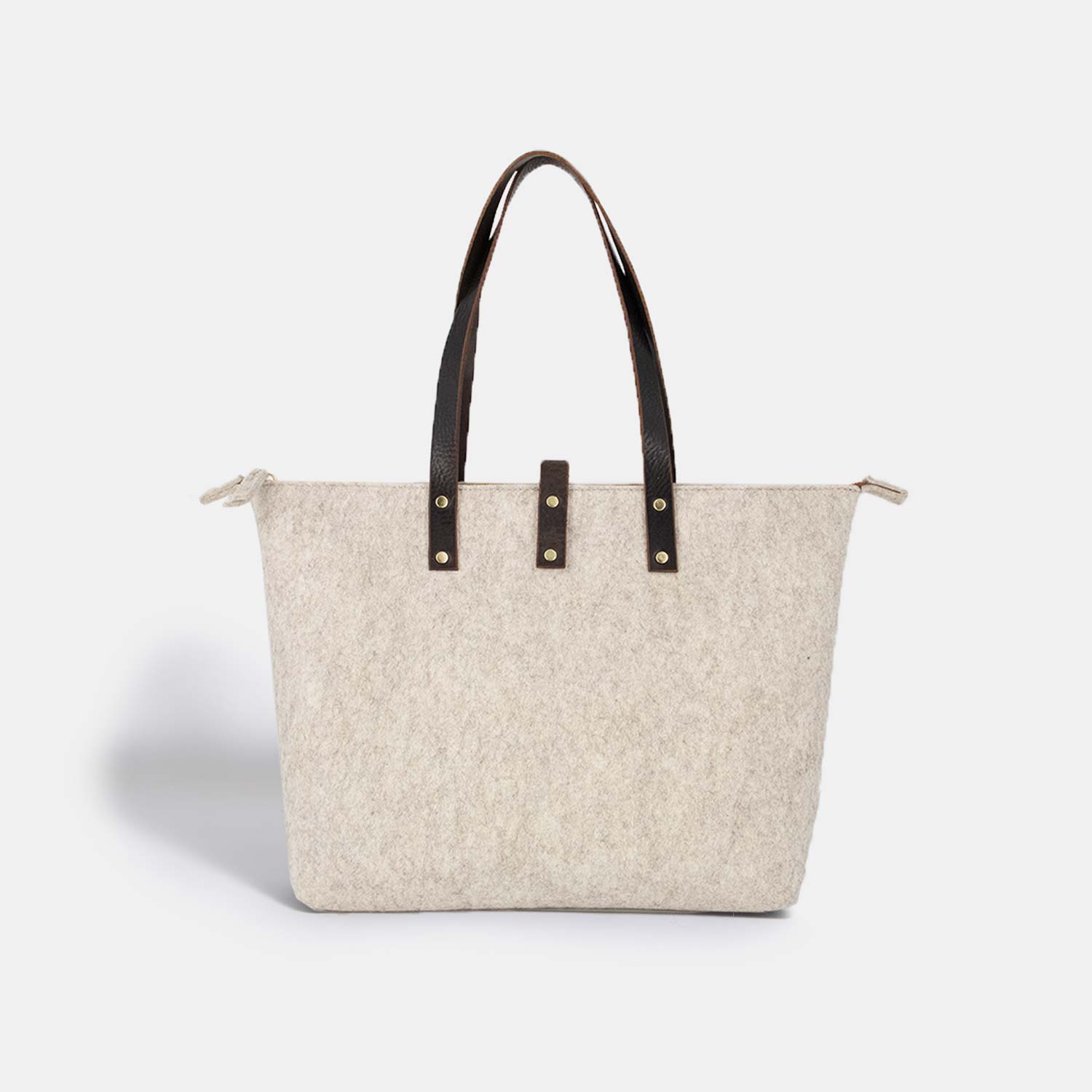 Wool Felt Tote Bag with Zip - Beige - RYAN London