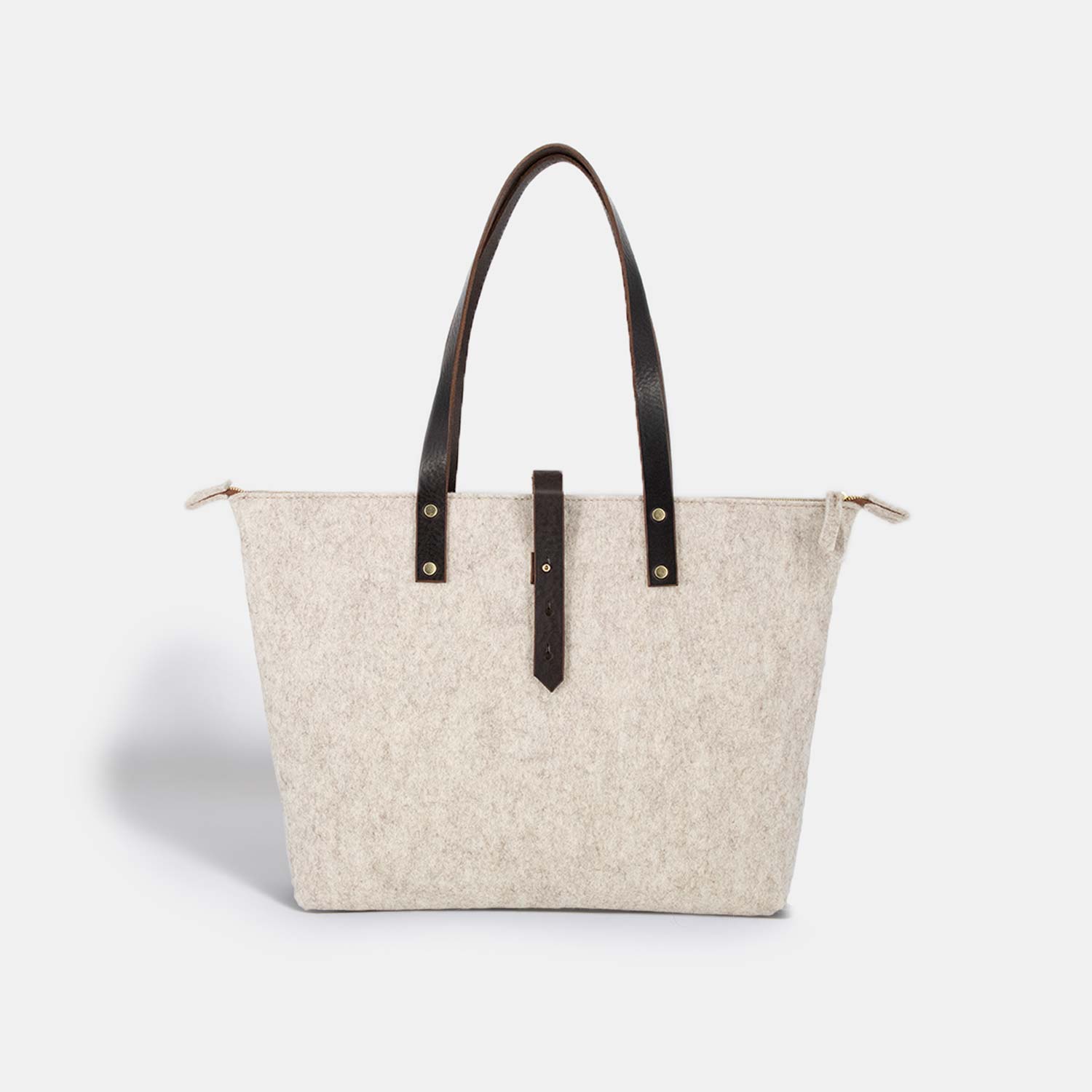 Wool Felt Tote Bag with Zip - Beige - RYAN London