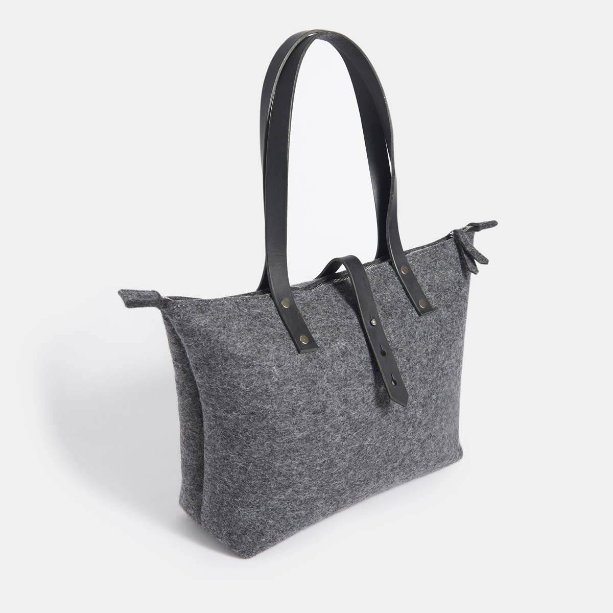Wool Felt Tote Bag with Zip - Grey - RYAN London