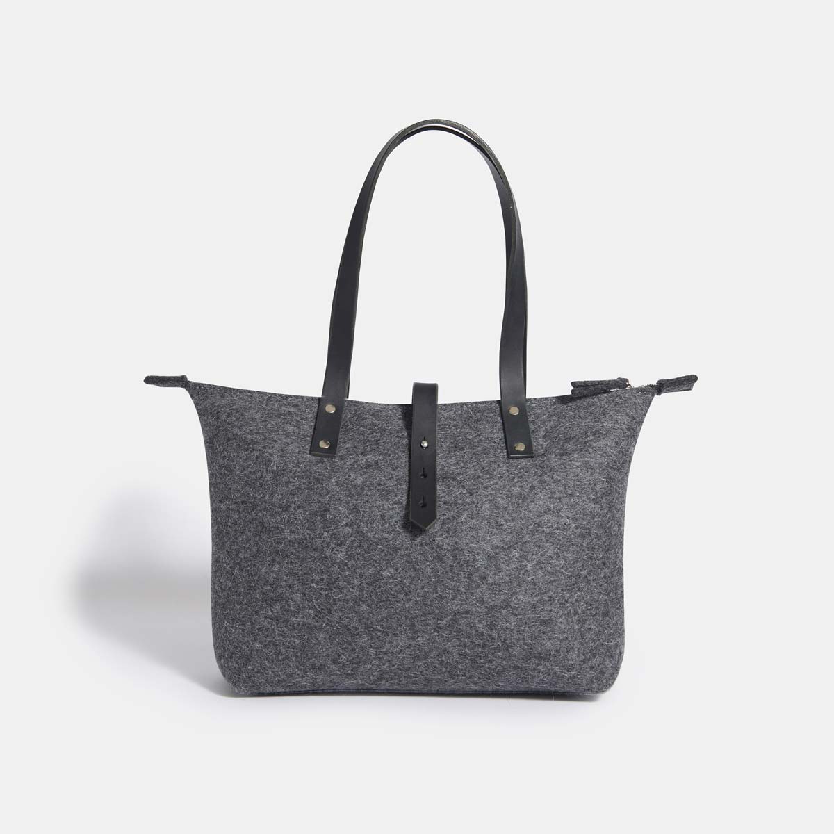 Wool Felt Tote Bag with Zip - Grey - RYAN London