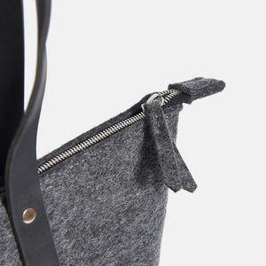 Wool Felt Tote Bag with Zip - Grey