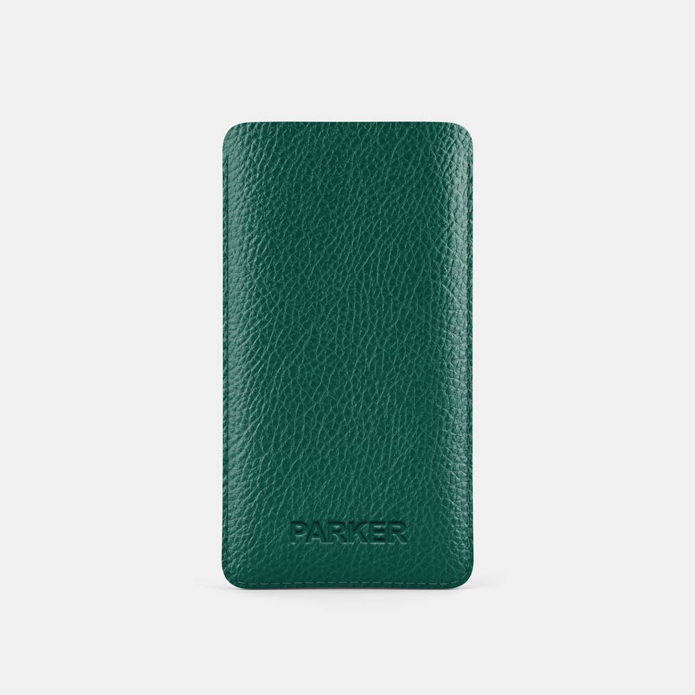 Leather iPhone 12 mini Sleeve - Avocado Green and Orange - RYAN London