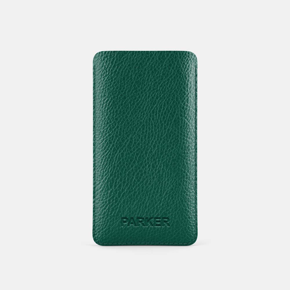 Leather iPhone 13 Pro Sleeve - Avocado Green and Orange - RYAN London