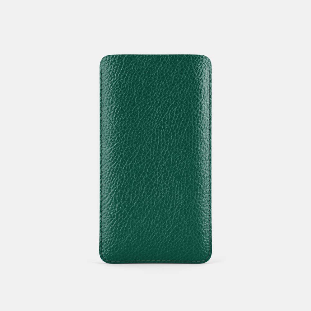 Leather iPhone 13 Pro Sleeve - Avocado Green and Orange - RYAN London