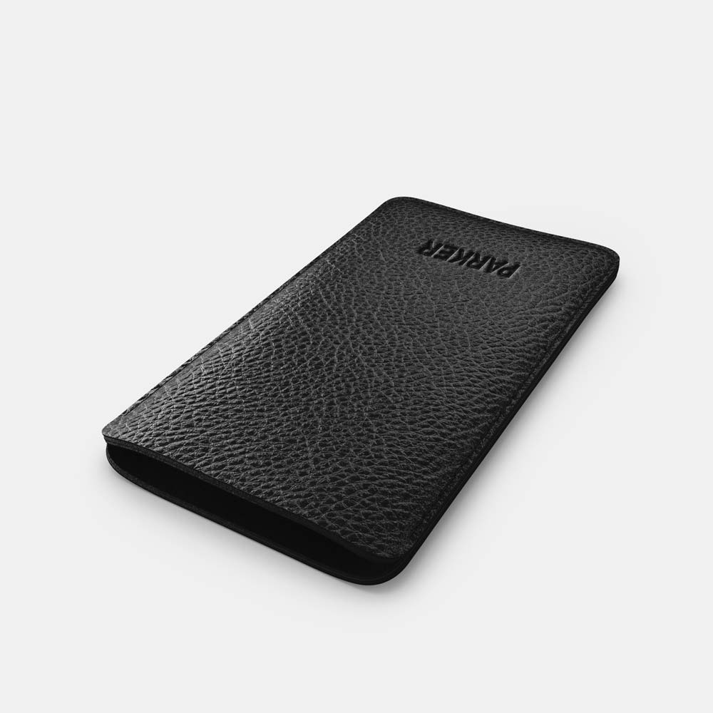 Leather iPhone 13 mini Sleeve - Black and Black - RYAN London
