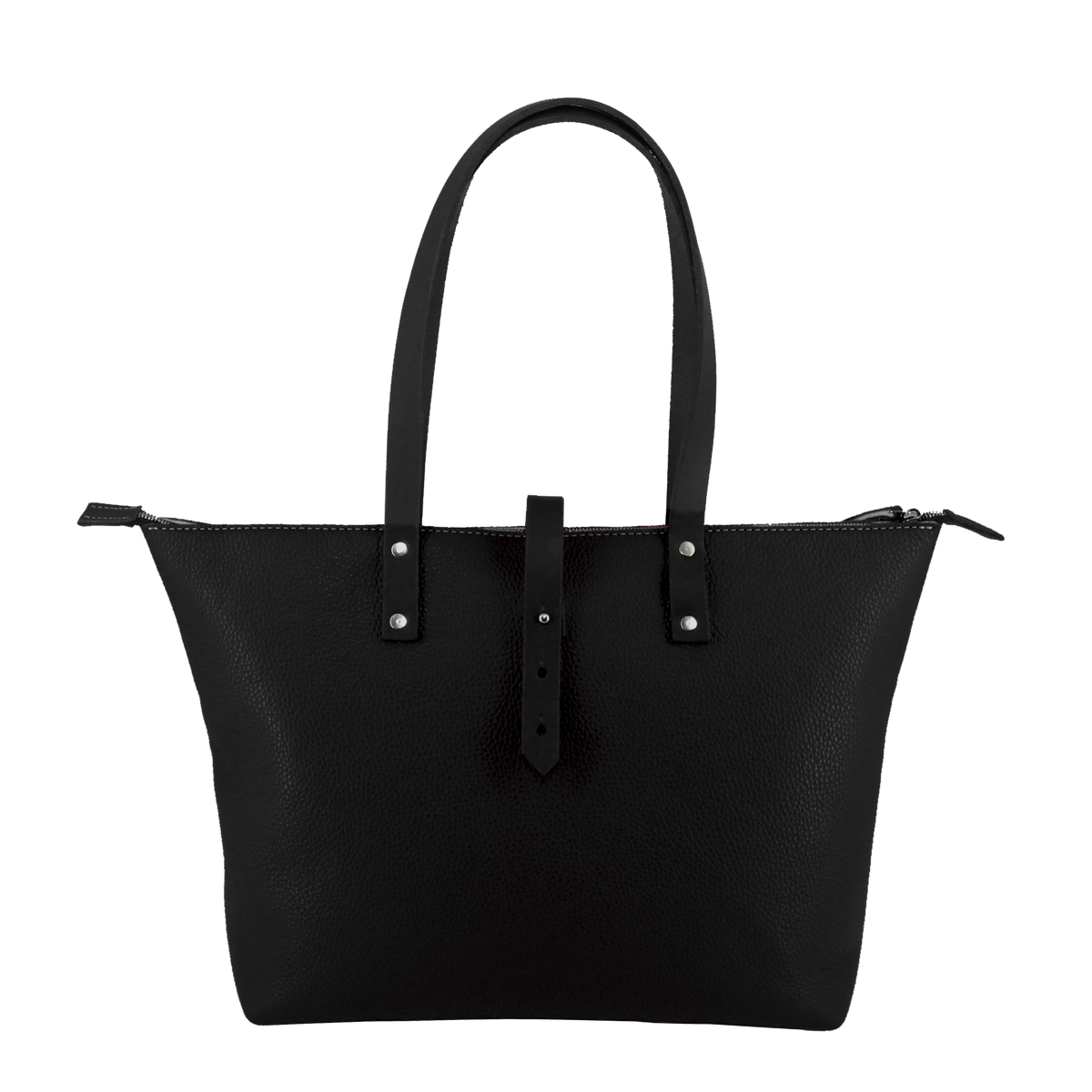 Italian Leather Tote with Wool Felt and Zip - Black and Black - RYAN London