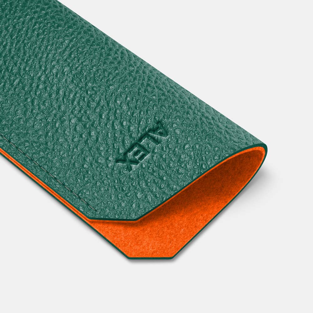 Leather Glasses case - Avocado Green and Orange - RYAN London