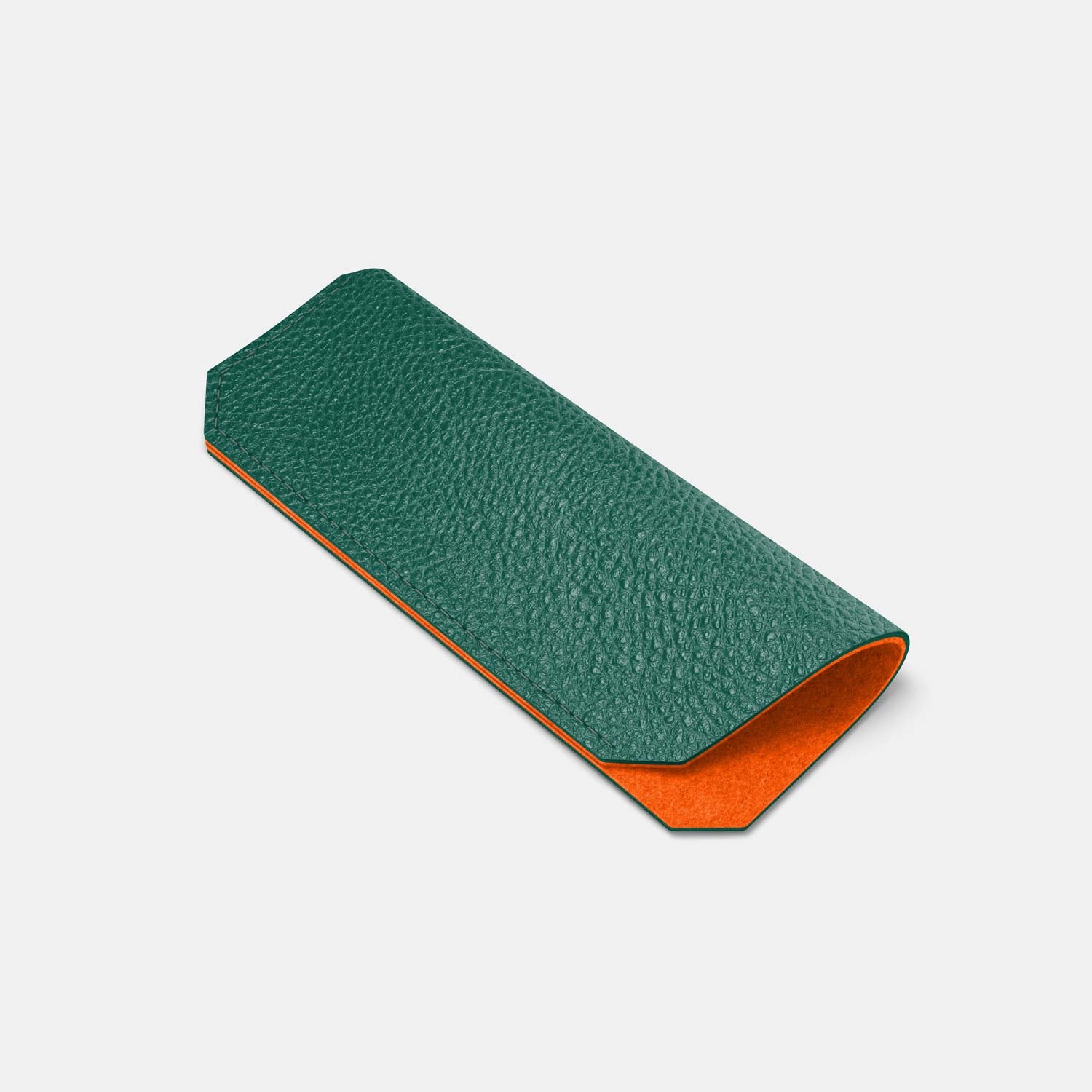 Leather Glasses case - Avocado Green and Orange - RYAN London