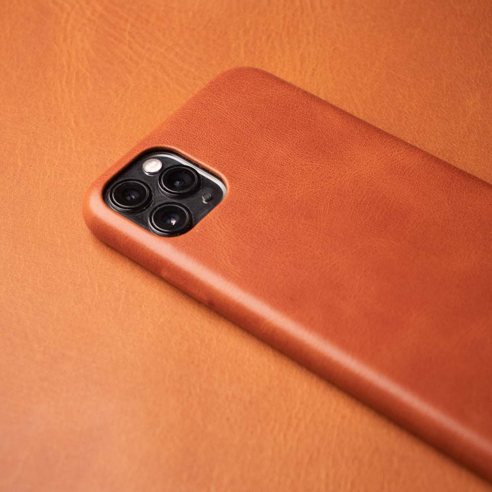 Leather iPhone 12 mini Shell Case - Saddle Brown - RYAN London