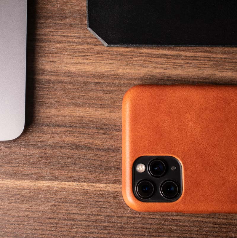 Leather iPhone 11 Pro Max Shell Case - Saddle Brown - RYAN London