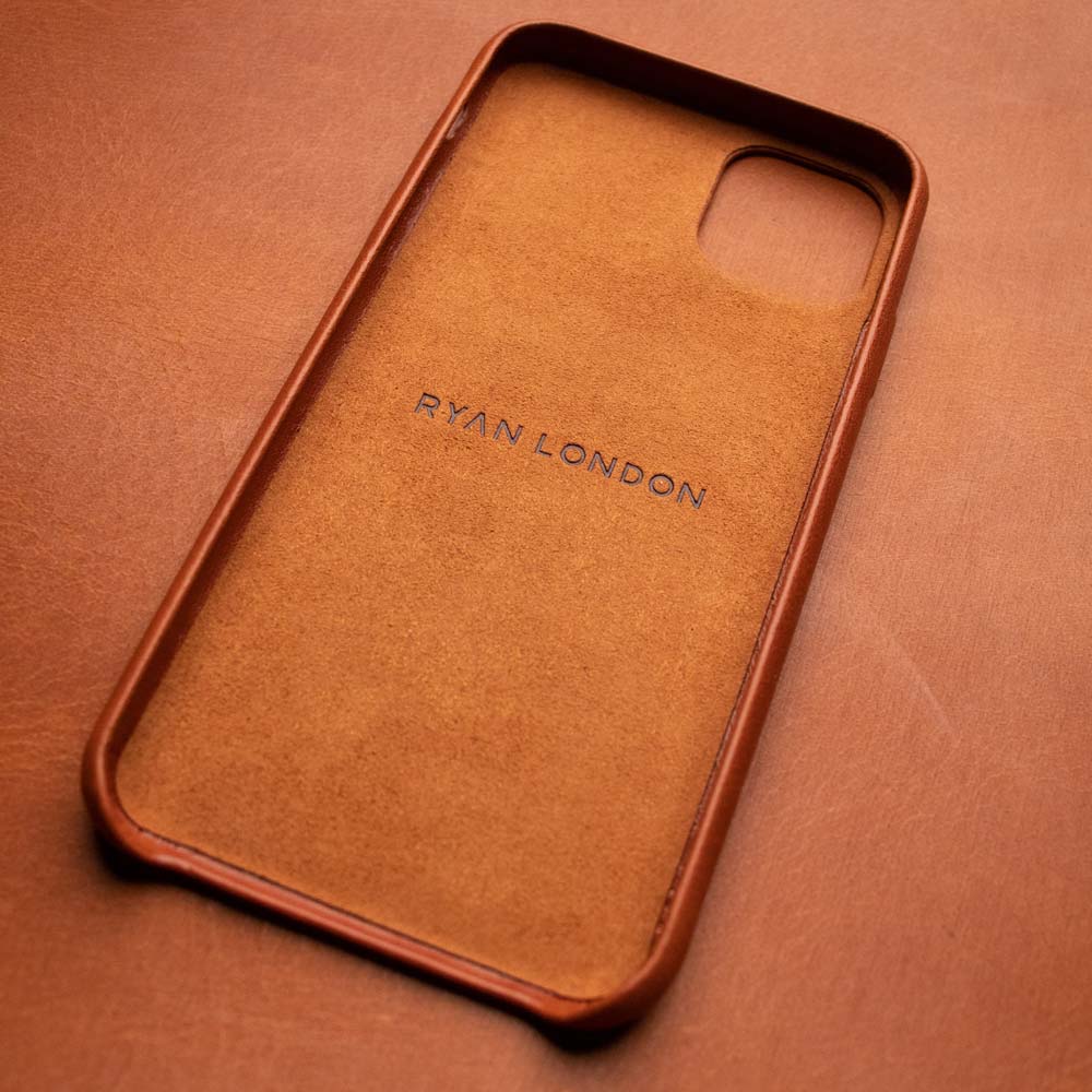 Leather iPhone X/Xs Shell Case - Saddle Brown - RYAN London