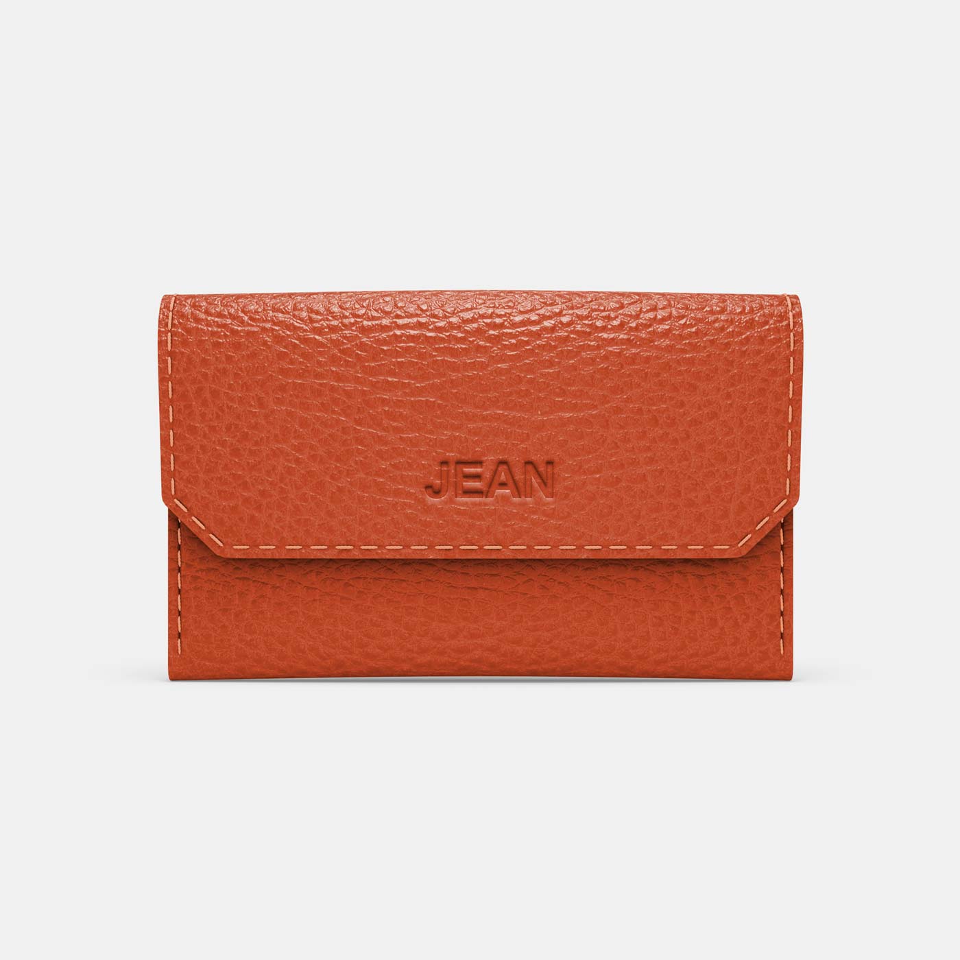 Leather Carry-all Wallet - Orange and Beige - RYAN London