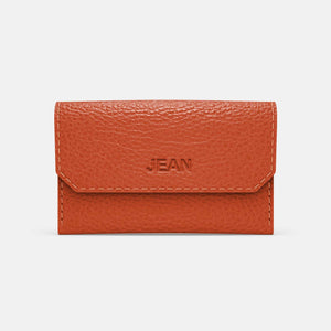 Leather Carry-all Wallet - Orange and Beige