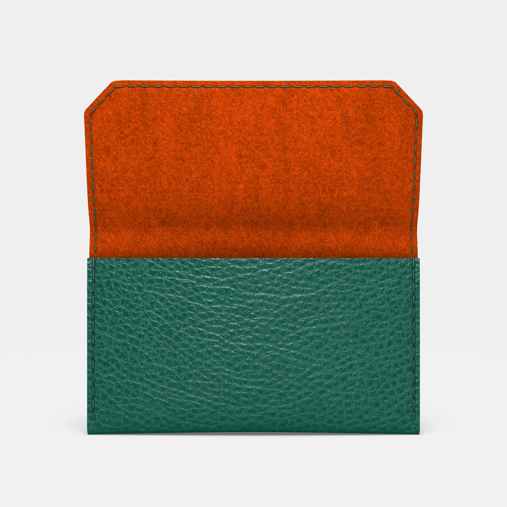 Leather Carry-all Wallet - Avocado Green and Orange - RYAN London