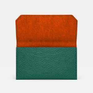 Leather Carry-all Wallet - Avocado Green and Orange