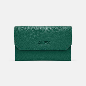 Leather Carry-all Wallet - Avocado Green and Orange
