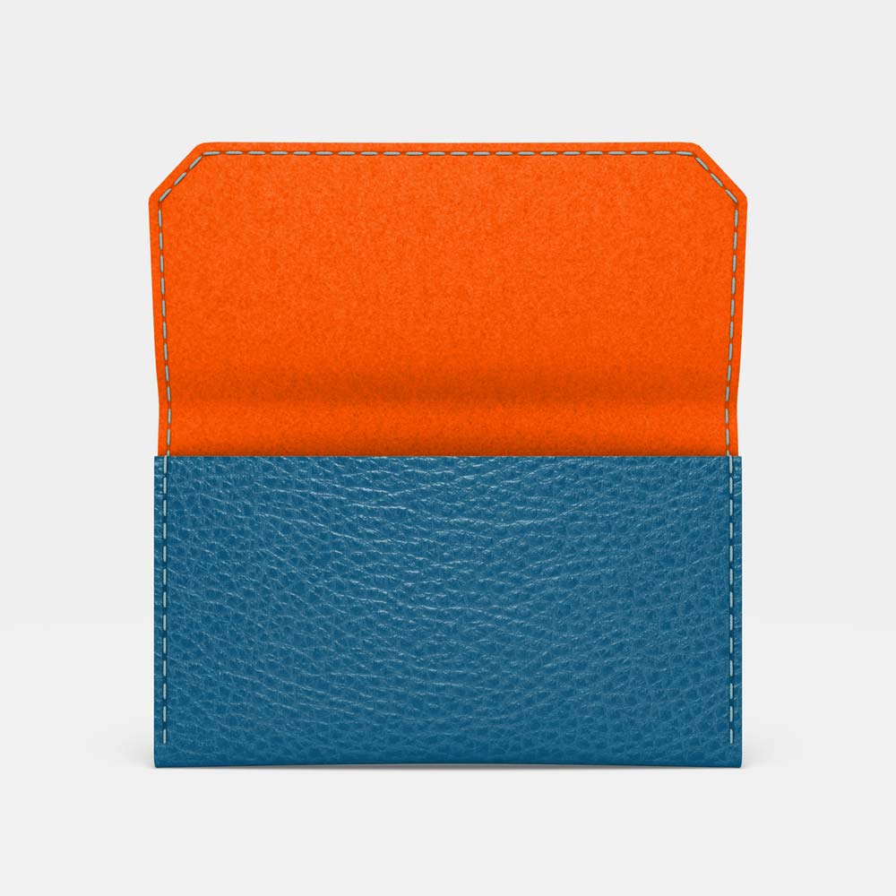 Leather Carry-all Wallet - Turquoise Blue and Orange - RYAN London