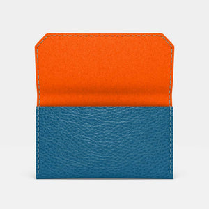 Leather Carry-all Wallet - Turquoise Blue and Orange