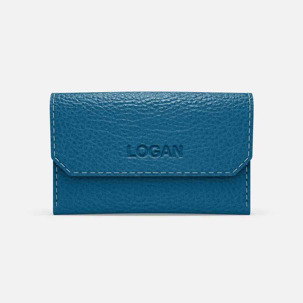 Leather Carry-all Wallet - Turquoise Blue and Orange - RYAN London