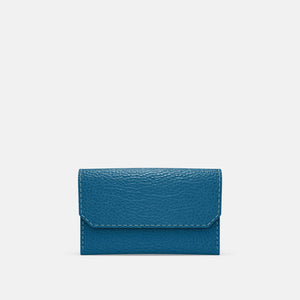 Leather Carry-all Wallet - Turquoise Blue and Orange