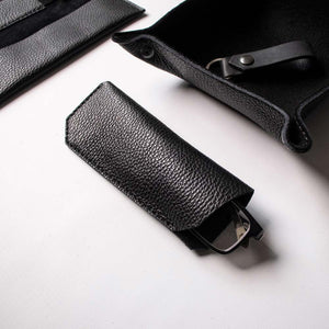 Leather Glasses case - Black and Black