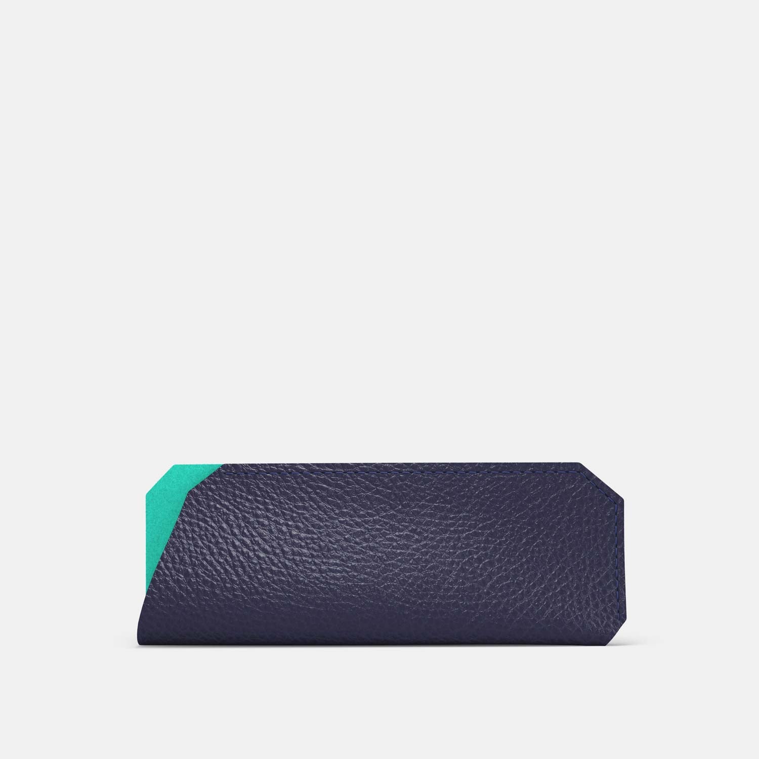 Leather Glasses case - Navy Blue and Mint - RYAN London