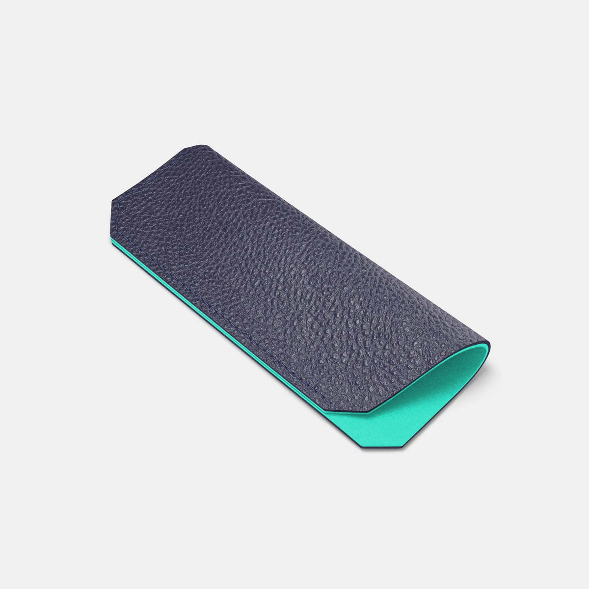 Leather Glasses case - Navy Blue and Mint - RYAN London
