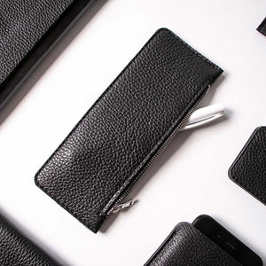 Leather Pencil Case - Black and Black