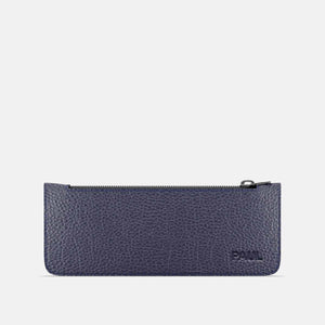 Leather Pencil Case - Navy Blue and Mint