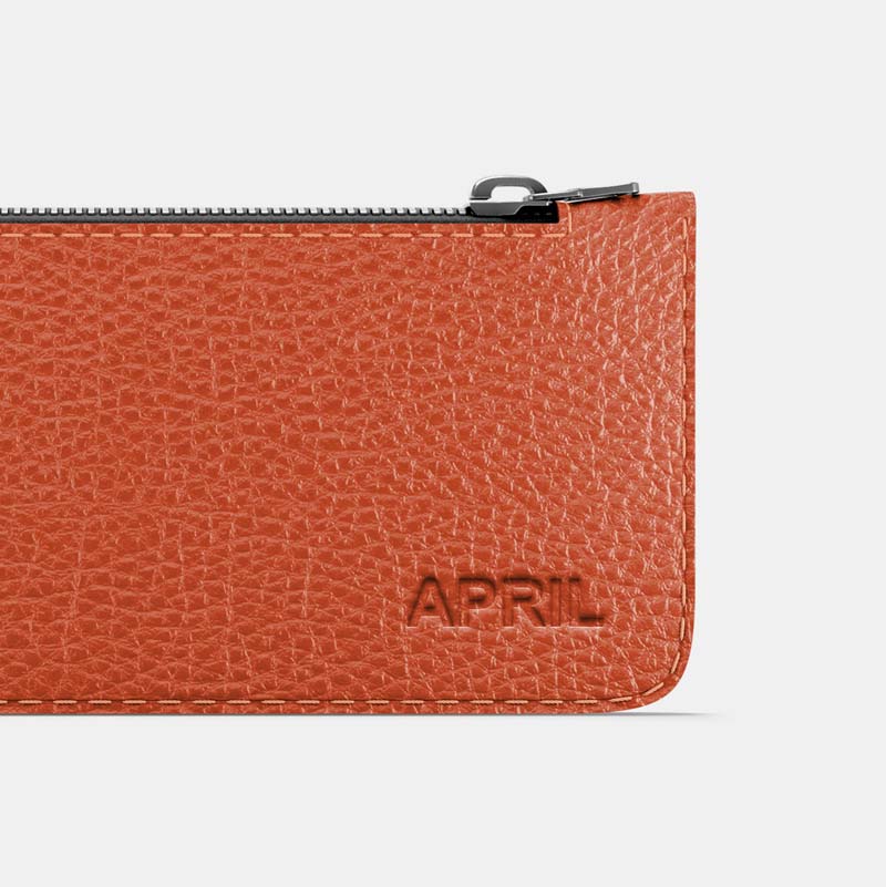 Leather Pencil Case - Orange and Beige - RYAN London