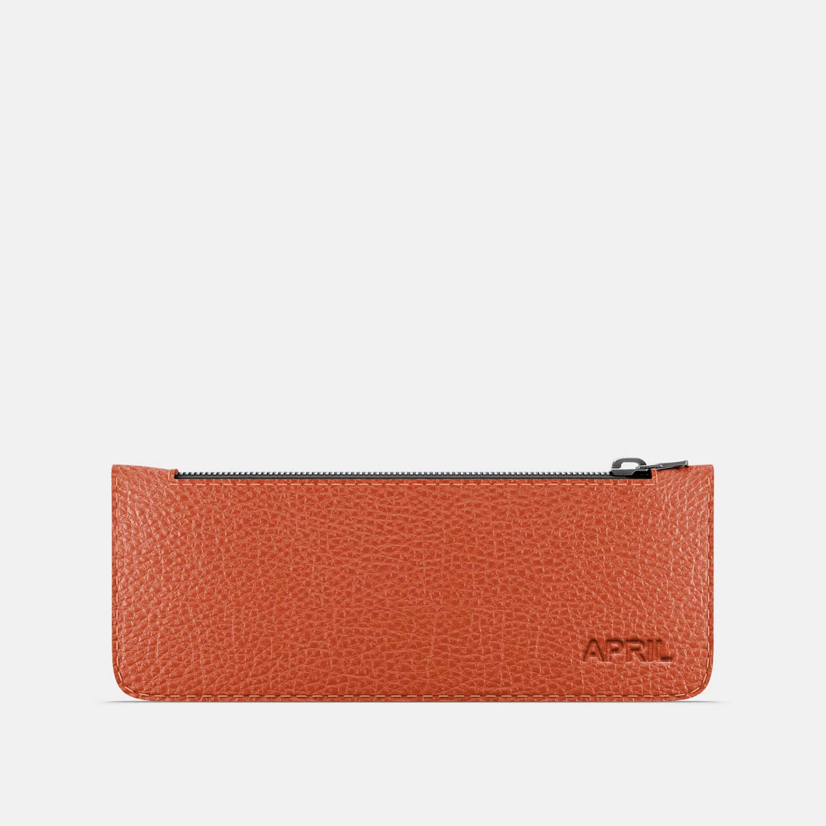 Leather Pencil Case - Orange and Beige - RYAN London